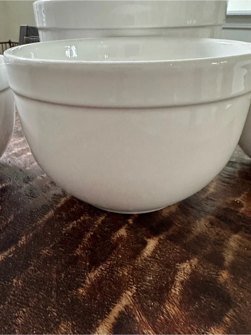 Crate&Barrel White Ceramic Nesting Mixing Bowl Set